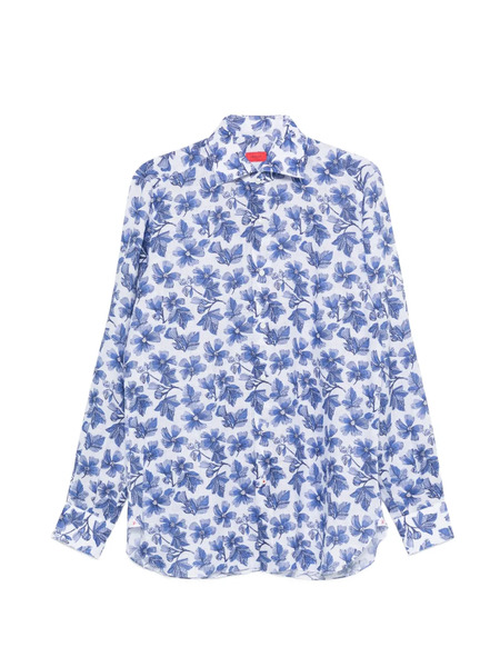 Isaia Floral-pattern Long-sleeve Shirt - White 