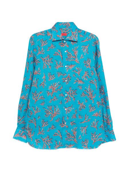  Isaia Patterned Shirt - Blue 