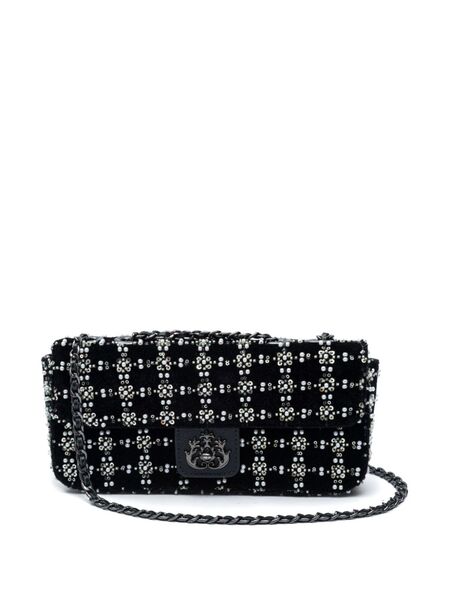 Isla Anne Beaded Velvet Shoulder Bag - Black 