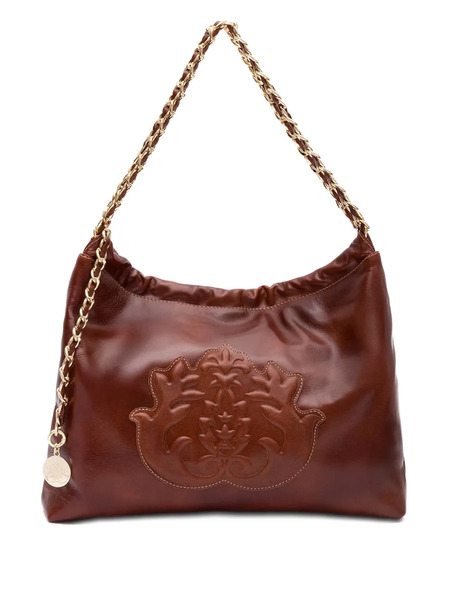  Isla Dayse Embossed Chain Shoulder Bag - Brown 