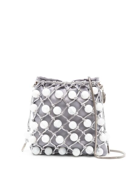  Isla Lara Bead-detailing Shoulder Bag - Silver 