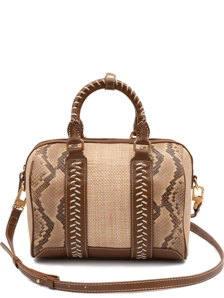  Isla Maia Bowling Snakeskin Stitched Tote Bag - Neutrals 