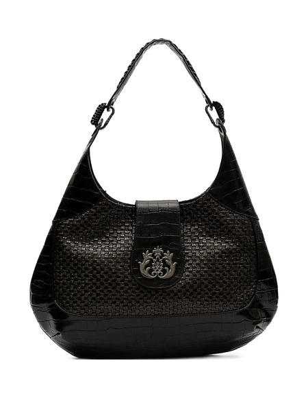  Isla Moon Woven Embossed Shoulder Bag - Black 