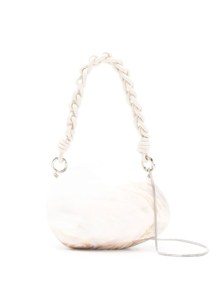  Isla Oval-design Braided-strap Shoulder Bag - White 