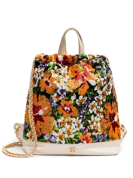  Isla Sequin-embellished Floral Backpack - Neutrals 