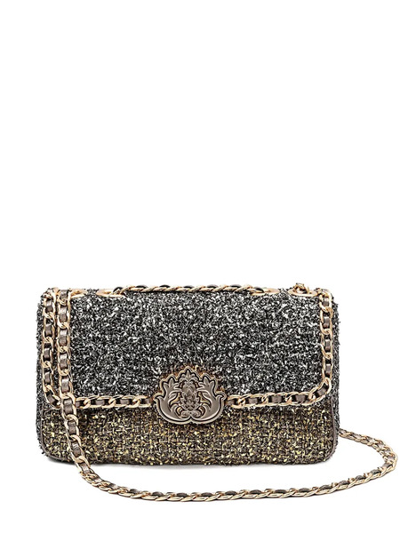  Isla Tweed Metallic-woven Shoulder Bag - Black 