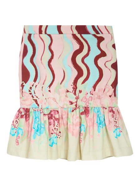  Isolda Arábia Ruffled Floral Mini Skirt - Pink 