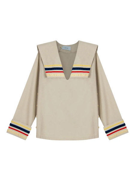  Isolda Canoa Costeira Sailor-collar Blouse - Neutrals 