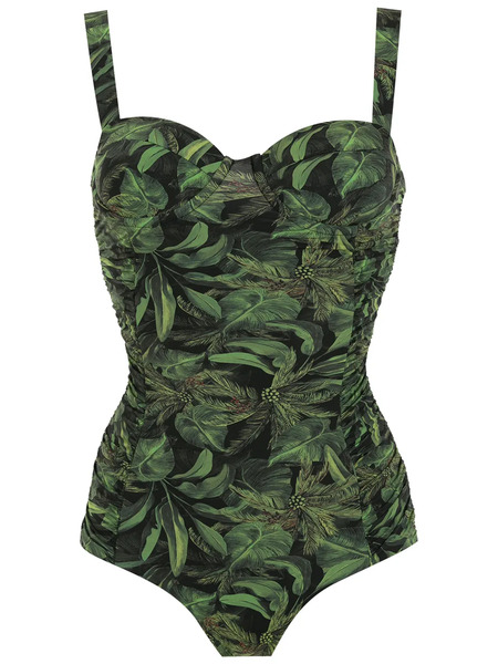  Isolda Coqueiral Foliage-print Swimsuit - Black 