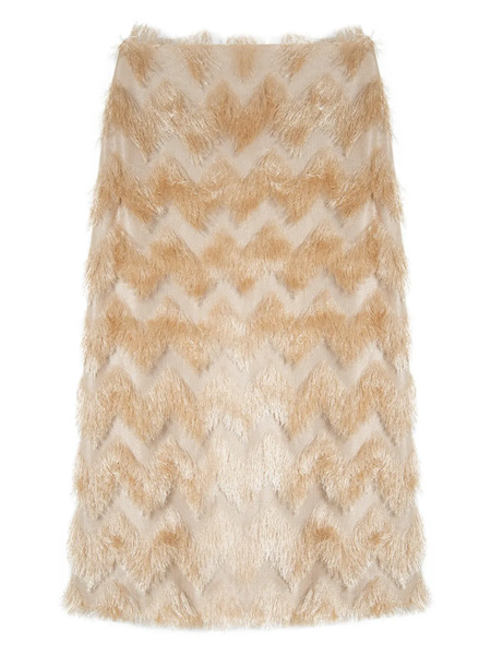  Isolda Fringed-chevron Midi Skirt - Neutrals 