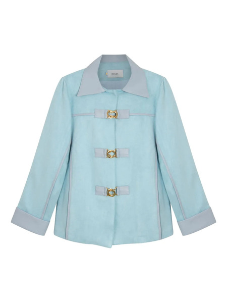  Isolda Leather-trimmed Jacket - Blue 