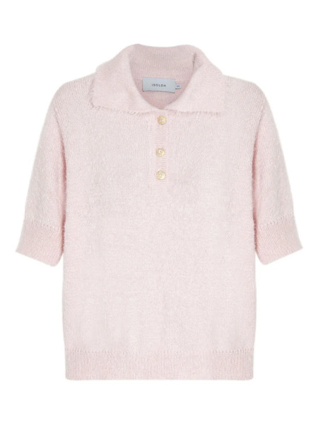  Isolda Lençóis Short-sleeve Knitted Polo Top - Pink 