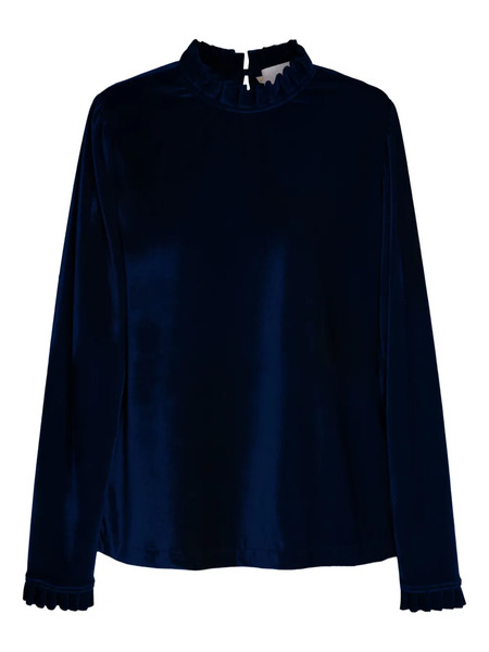  Isolda Maré Ruffled Velvet Top - Blue 