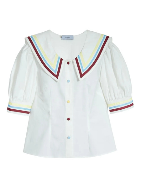  Isolda Marítima Striped-collar Buttoned Blouse - White 