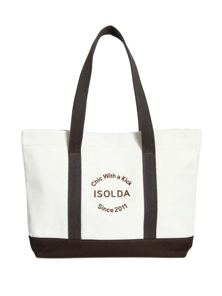  Isolda Marrom Embroidered Cotton Tote Bag - White 
