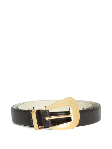  Isolda Rounded-buckle Leather Belt - Black 