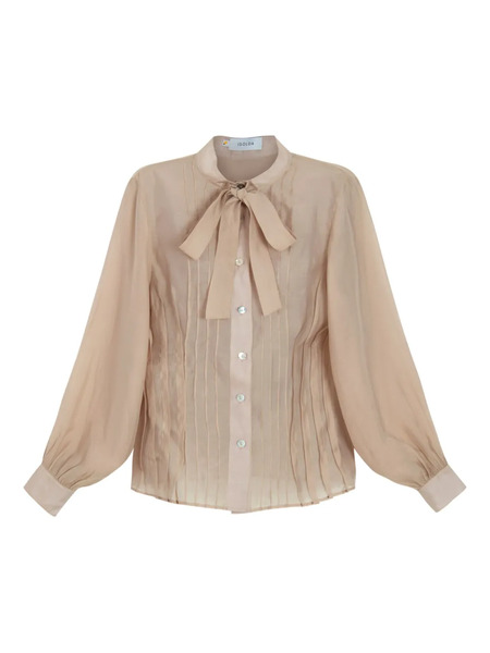  Isolda São Luis Pleated Bow Shirt - Neutrals 