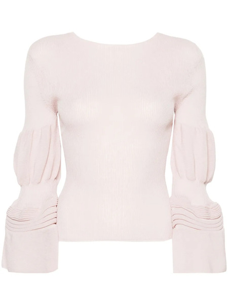  Issey Miyake Bell-sleeves Ribbed-knit Top - Pink 