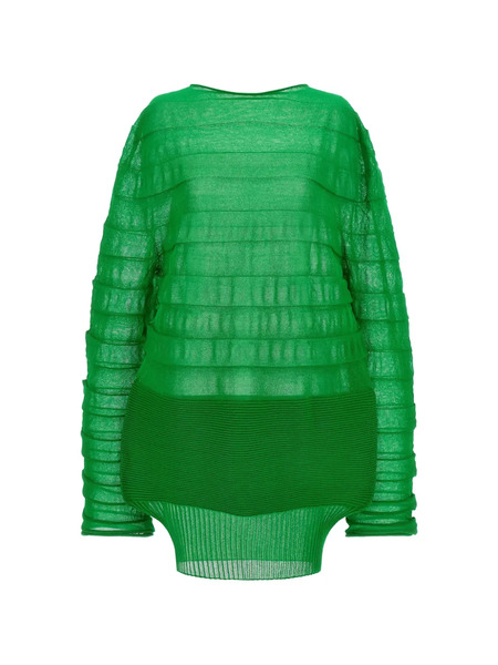  Issey Miyake Contrasting Knitted Moving Knit Top - Green 