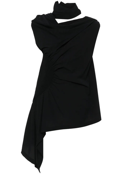  Issey Miyake Crepe Asymmetric Blouse - Black 