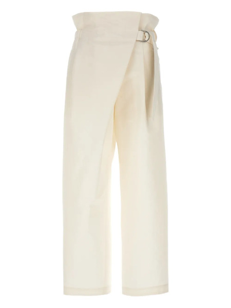  Issey Miyake Elastic-waistband Wrap Trousers - White 