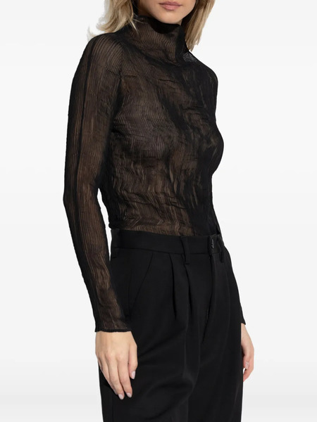  Issey Miyake High-neck Long-sleeve Top - Black 