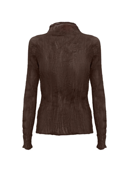  Issey Miyake High-neck Long-sleeved Top - Brown 