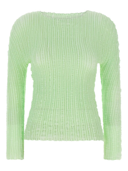  Issey Miyake Pleated Boat-neck Top - Green 