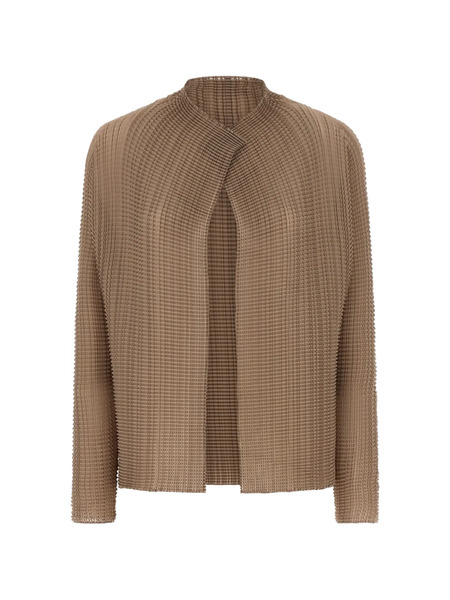  Issey Miyake Pleated Long-sleeved Cardigan - Neutrals 