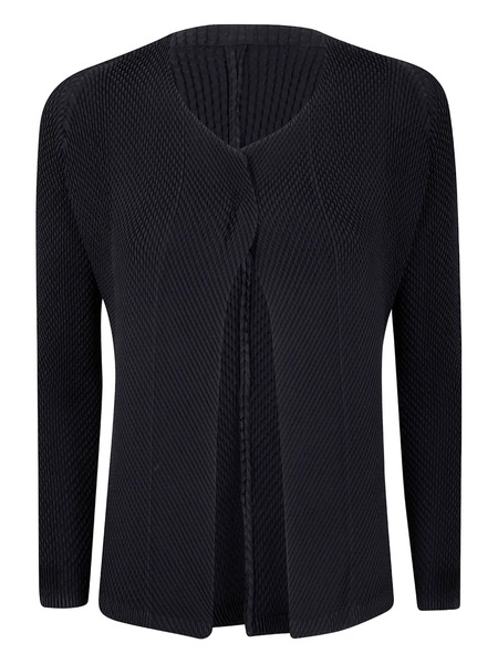  Issey Miyake Pleated Open-front Cardigan - Black 