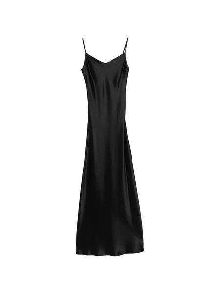  Ivory Paris V-neck Slip Midi Dress - Black 