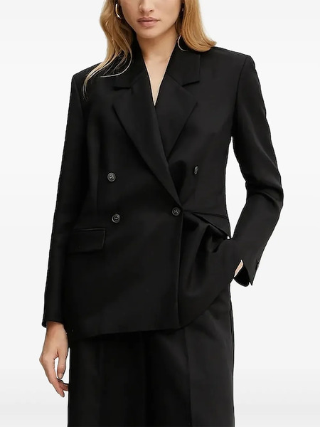  Ivy Oak Double-breasted Linen-blend Blazer - Black 