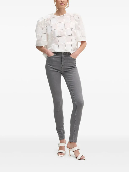  Ivy Oak Eyelet Puff-sleeve Top - White 