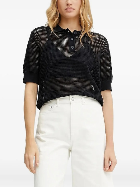  Ivy Oak Flo Mesh-panel Polo Top - Black 