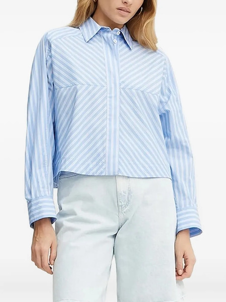  Ivy Oak Long-sleeves Diagonal-stripe Shirt - Blue 