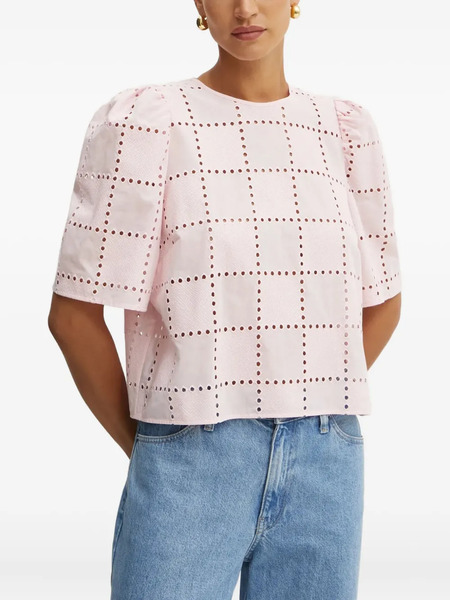  Ivy Oak Puff-sleeve Eyelet Top - Pink 