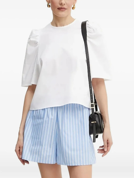  Ivy Oak Puff-sleeves Tie-back Blouse - White 