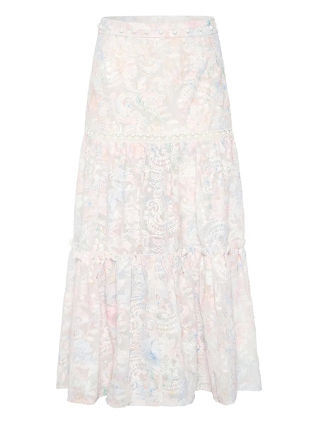  Ixiah Affliction Floral Ruffled-detail Maxi Skirt - White 