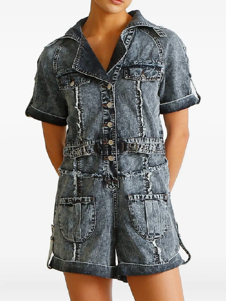  Ixiah Asha Frayed Playsuit - Blue 