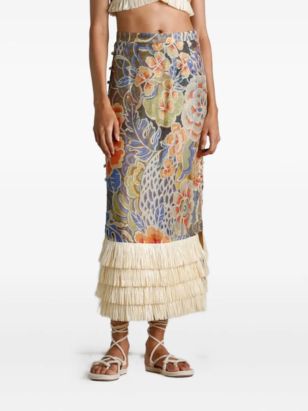  Ixiah Casablanca Floral-print Midi Skirt - Blue 