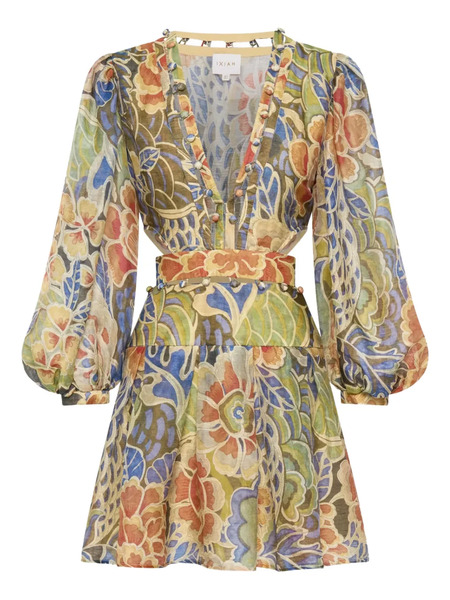  Ixiah Casablanca Floral-print Mini Dress - Neutrals 