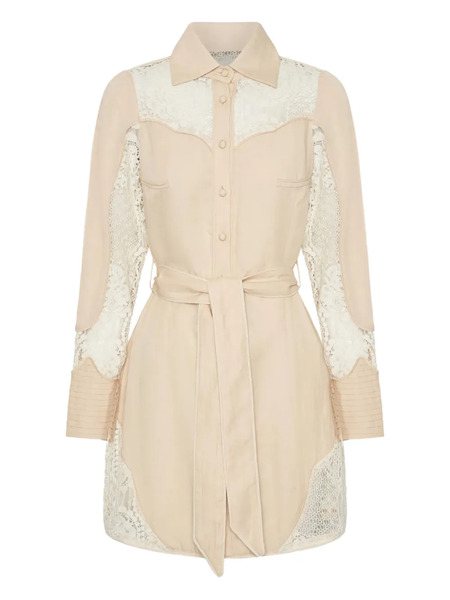  Ixiah Lace-embroidered Mini Dress - Neutrals 