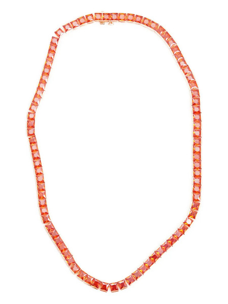  Izabel Display Tennis Square Necklace - Orange 