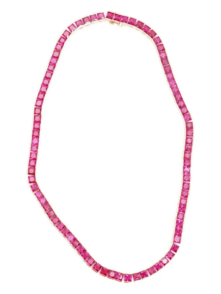  Izabel Display Tennis Square Necklace - Pink 