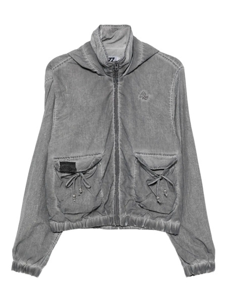  Izzue Bow-embellished Hooded Jacket - Grey 
