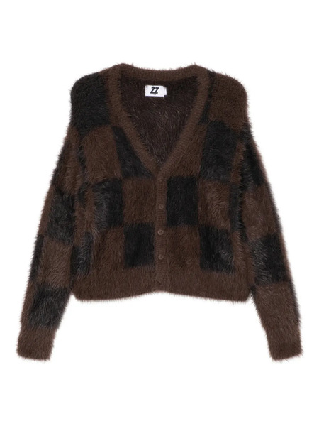  Izzue Checked Cardigan - Brown 