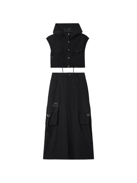  Izzue Flap-pocket Maxi Skirt Set (set Of Two) - Black 