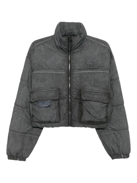  Izzue Logo Cropped Puffer Jacket - Grey 