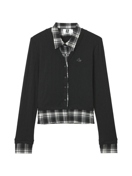  Izzue Shirt-panel Cardigan - Black 