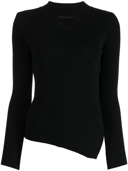  J Koo Ribbed-knit Cut-out Sweater - Black 